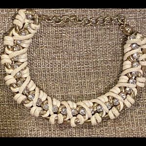 Gold rope and diamond like studded chain bracelet